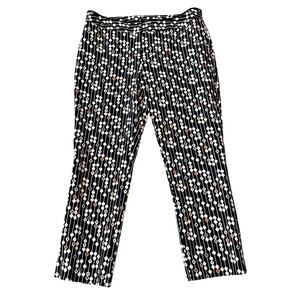 Worthington Women's Ankle Pant.  Black with Orange/Gray Circle Design.  Size 12